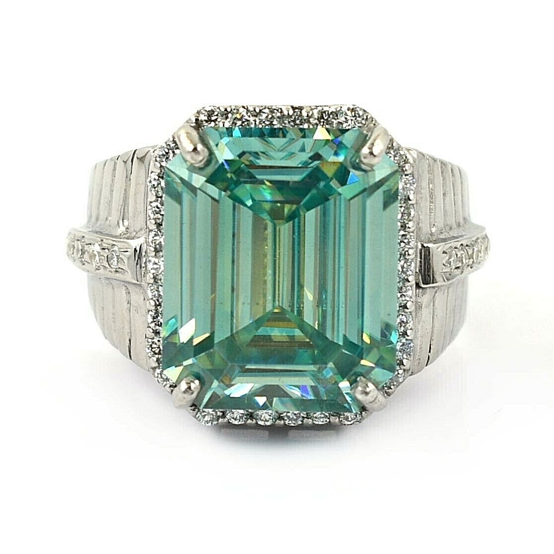 10.50 Ct Certified Emerald Cut Diamond Ring With Accents, Excellent Cut & Luster 10.50 Ct Certified Emerald Cut Diamond Ring With Accents, Excellent Cut & Luster