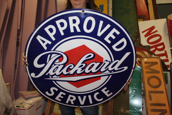 Large Approved Packard Service Car Dealership Gas Oil 30″ Porcelain Metal Sign Large Approved Packard Service Car Dealership Gas Oil 30″ Porcelain Metal Sign