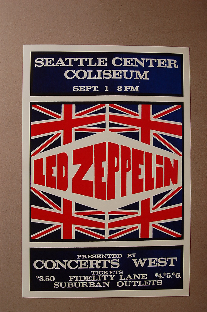 Led Zeppelin Concert Tour Poster 1969 Seattle Center Coliseum Led Zeppelin Concert Tour Poster 1969 Seattle Center Coliseum