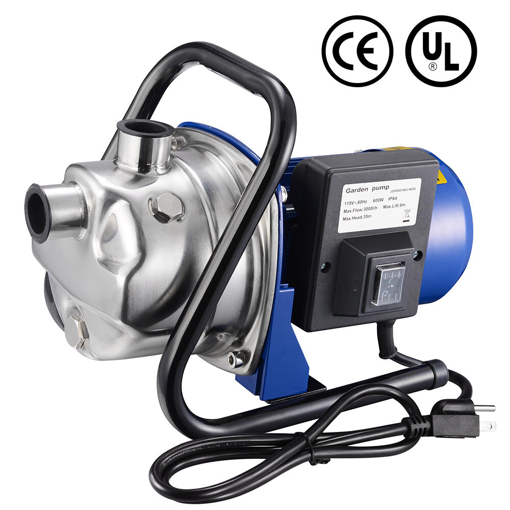 600W Electric Water Booster Pump Stainless Steel Garden Sprinkler Pump Pond Pool 600W Electric Water Booster Pump Stainless Steel Garden Sprinkler Pump Pond Pool