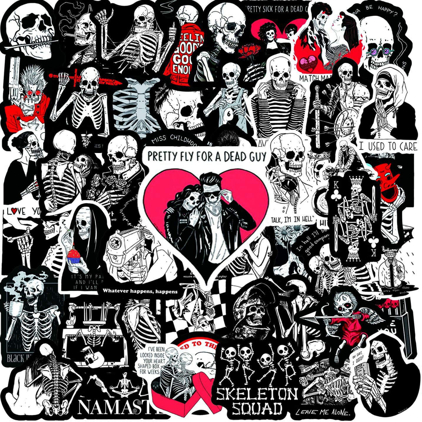50PCS Skull Love Skeleton Gothic Punk Stickers for Luggage Laptop Wall Graffiti 50PCS Skull Love Skeleton Gothic Punk Stickers for Luggage Laptop Wall Graffiti