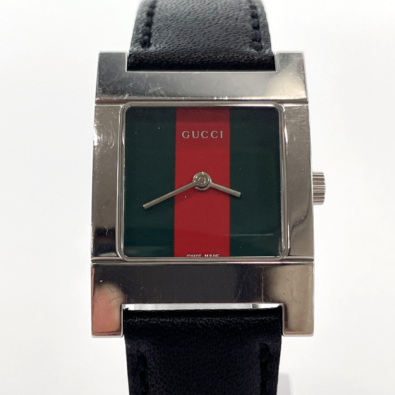 GUCCI Watches 7700L Sherry line Stainless Steel/leather Black/green Women