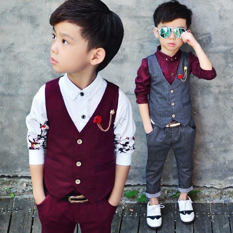 Fashion Kids Baby Boys Gentleman Suit For Wedding Clothes Waistcoat + Pants Set Fashion Kids Baby Boys Gentleman Suit For Wedding Clothes Waistcoat + Pants Set
