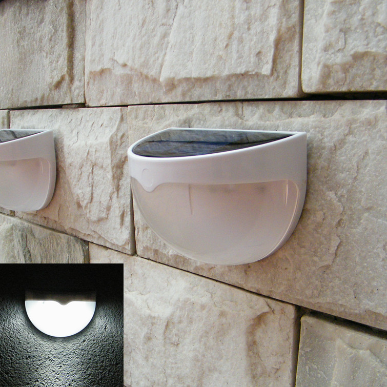 Solar Power Light Sensor 6leds Panel Lamp White Outdoor Wall Garden Waterproof