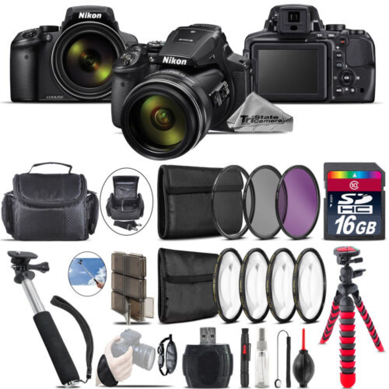 Nikon COOLPIX P900 Digital Camera + Spider Tripod + Case – 16GB Bundle Nikon COOLPIX P900 Digital Camera + Spider Tripod + Case – 16GB Bundle