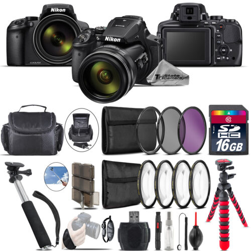 Nikon COOLPIX P900 Digital Camera + Spider Tripod + Case – 16GB Bundle