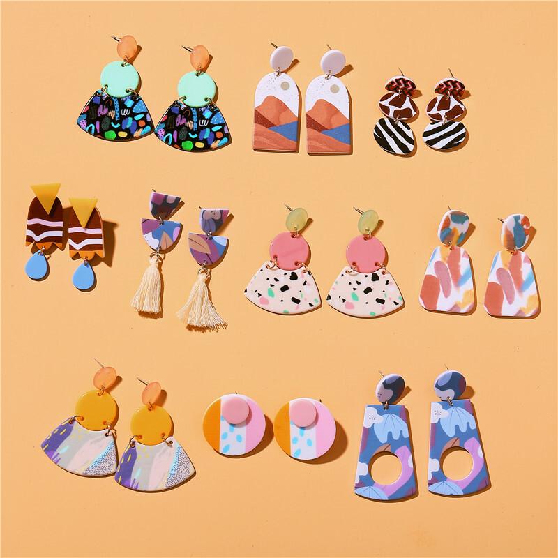 NEW Women Geometric Acrylic Resin Earring Drop Dangle Stud Hook Earrings Jewelry NEW Women Geometric Acrylic Resin Earring Drop Dangle Stud Hook Earrings Jewelry