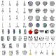European Women 925 Sterling Silver CZ Charm Beads Pendant Fit Bracelet Necklace European Women 925 Sterling Silver CZ Charm Beads Pendant Fit Bracelet Necklace