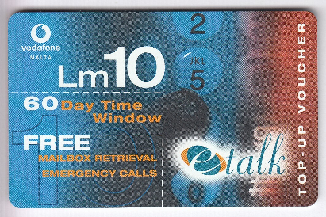 EUROPE TELECARTE / PHONECARD .. ILE MALTE 10LM E-TALK VODAFONE VOUCHER +N° EUROPE TELECARTE / PHONECARD .. ILE MALTE 10LM E-TALK VODAFONE VOUCHER +N°