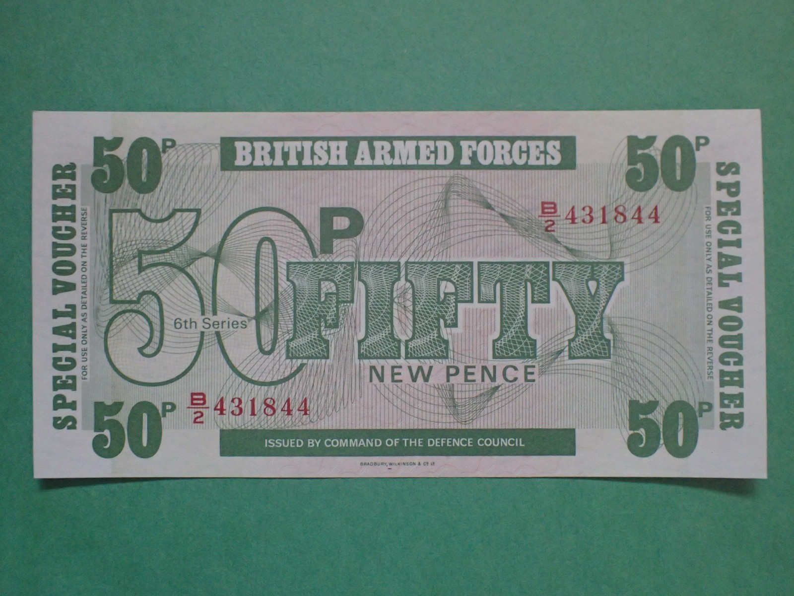 British Armed Forces, 6 th series, B/2 ..44, 50 Fifty new pence, Special voucher British Armed Forces, 6 th series, B/2 ..44, 50 Fifty new pence, Special voucher
