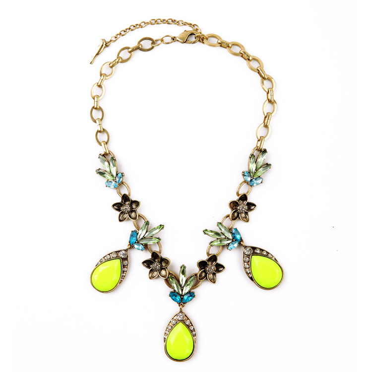 Necklace Pendant Pineapple Yellow Green Drop Blue Original AZ2