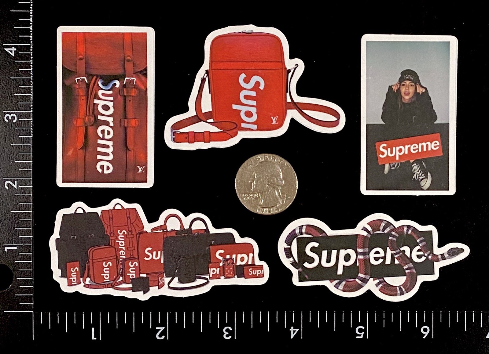 Supreme Logo Stickers Laptop Skateboard Phone Decal Money Luggage Snake Girl Lot