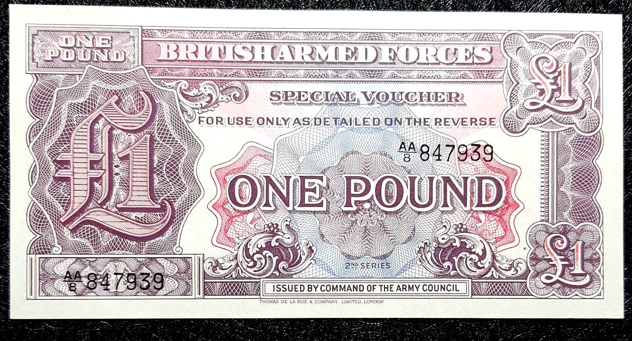 Ancient British Armed Forces 1 Pound Voucher, UNC (+free 1 B/Note) #D4739 Ancient British Armed Forces 1 Pound Voucher, UNC (+free 1 B/Note) #D4739