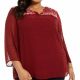 Style & Co. Womens Swiss-Dot Velvet-Yoke Red Size 3X Plus Knit Top 130 Style & Co. Womens Swiss-Dot Velvet-Yoke Red Size 3X Plus Knit Top 130