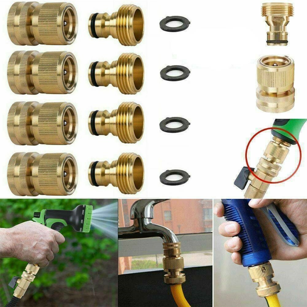 4 Pair 3/4′ Garden Hose Quick Connect Water Hose Fit Brass Female Male Connector 4 Pair 3/4′ Garden Hose Quick Connect Water Hose Fit Brass Female Male Connector