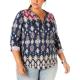 Style & Co. Women’s Top Blue Size 1X Plus Printed Roll Tab Henley #144 Style & Co. Women’s Top Blue Size 1X Plus Printed Roll Tab Henley #144