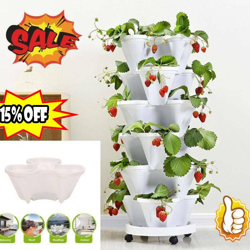 Vertical Stackable Strawberry Herb Garden Planter Flowers Veg Pot DIY 2021 Vertical Stackable Strawberry Herb Garden Planter Flowers Veg Pot DIY 2021