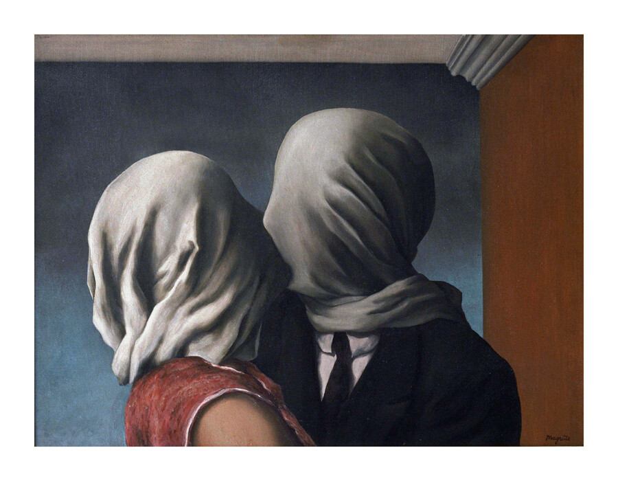 HD Art Fabric Printed Oil Painting Rene Magritte “The lovers” Multi Size