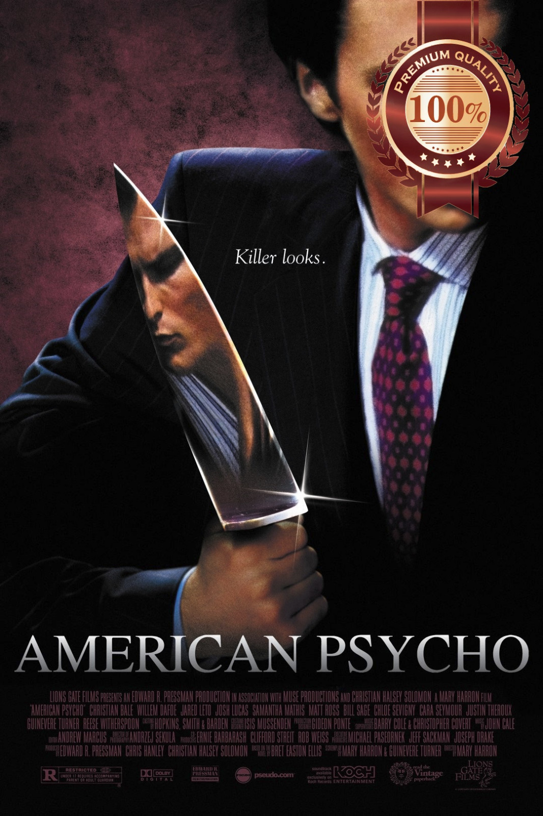 AMERICAN PSYCHO CHRISTIAN BALE MOVIE ORIGINAL CINEMA PRINT PREMIUM POSTER AMERICAN PSYCHO CHRISTIAN BALE MOVIE ORIGINAL CINEMA PRINT PREMIUM POSTER