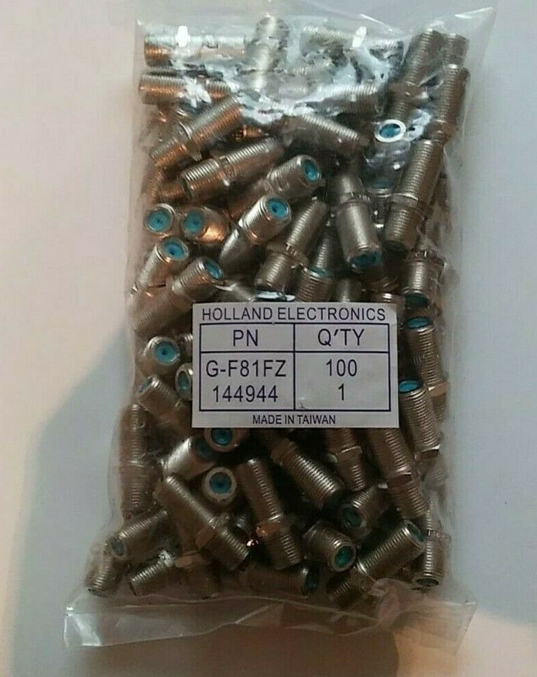 (Bag of 100) HOLLAND ELECTRONICS 3Ghz F81 G-F81FZ Coaxial Barrel Connectors Blue