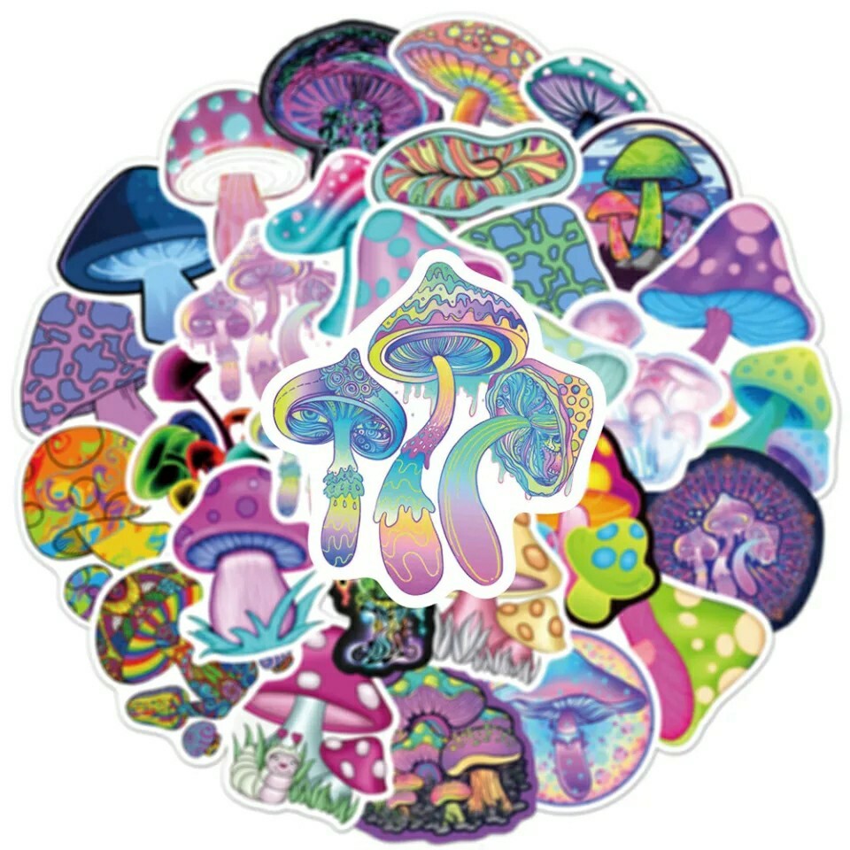 50pcs Mushroom Stickers Diy Color Watercolor Hand-painted Scrapbook Decal 🍄 50pcs Mushroom Stickers Diy Color Watercolor Hand-painted Scrapbook Decal 🍄