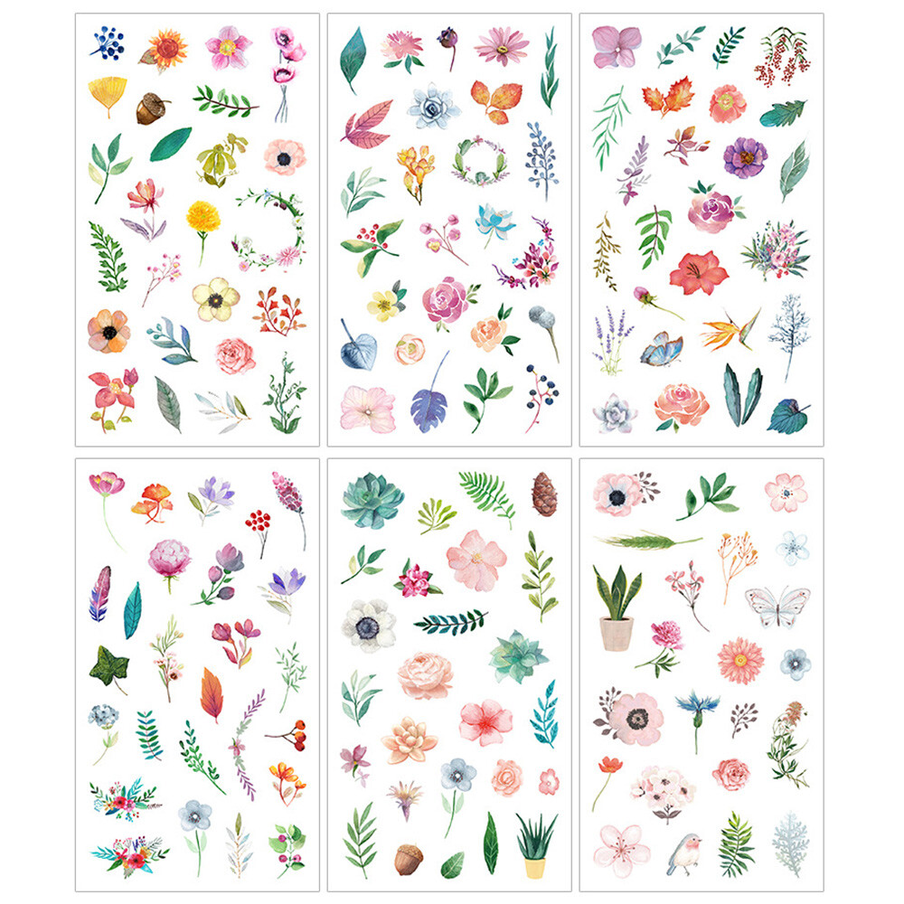 6Pcs Washi Paper Flower Plant Sticker Scrapbooking Diary Album Card Decor Crafts 6Pcs Washi Paper Flower Plant Sticker Scrapbooking Diary Album Card Decor Crafts