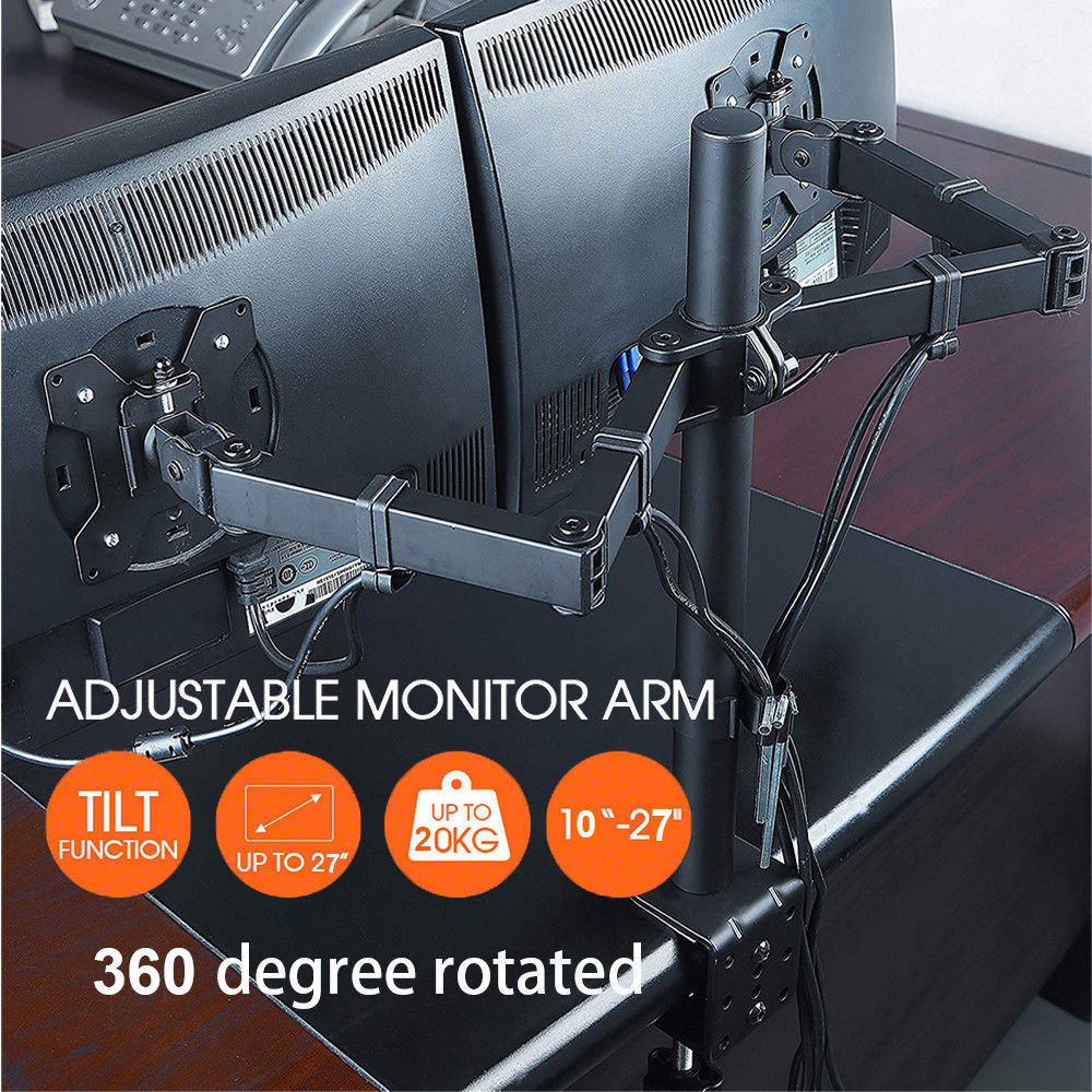 Dual HD LED Desk Mount Monitor Stand 2 Arm Display Bracket LCD Screen TV Holderp Dual HD LED Desk Mount Monitor Stand 2 Arm Display Bracket LCD Screen TV Holderp