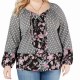 Style & Co. Women’s Blouse Black 1X Plus Printed Keyhole Peasant #072 Style & Co. Women’s Blouse Black 1X Plus Printed Keyhole Peasant #072