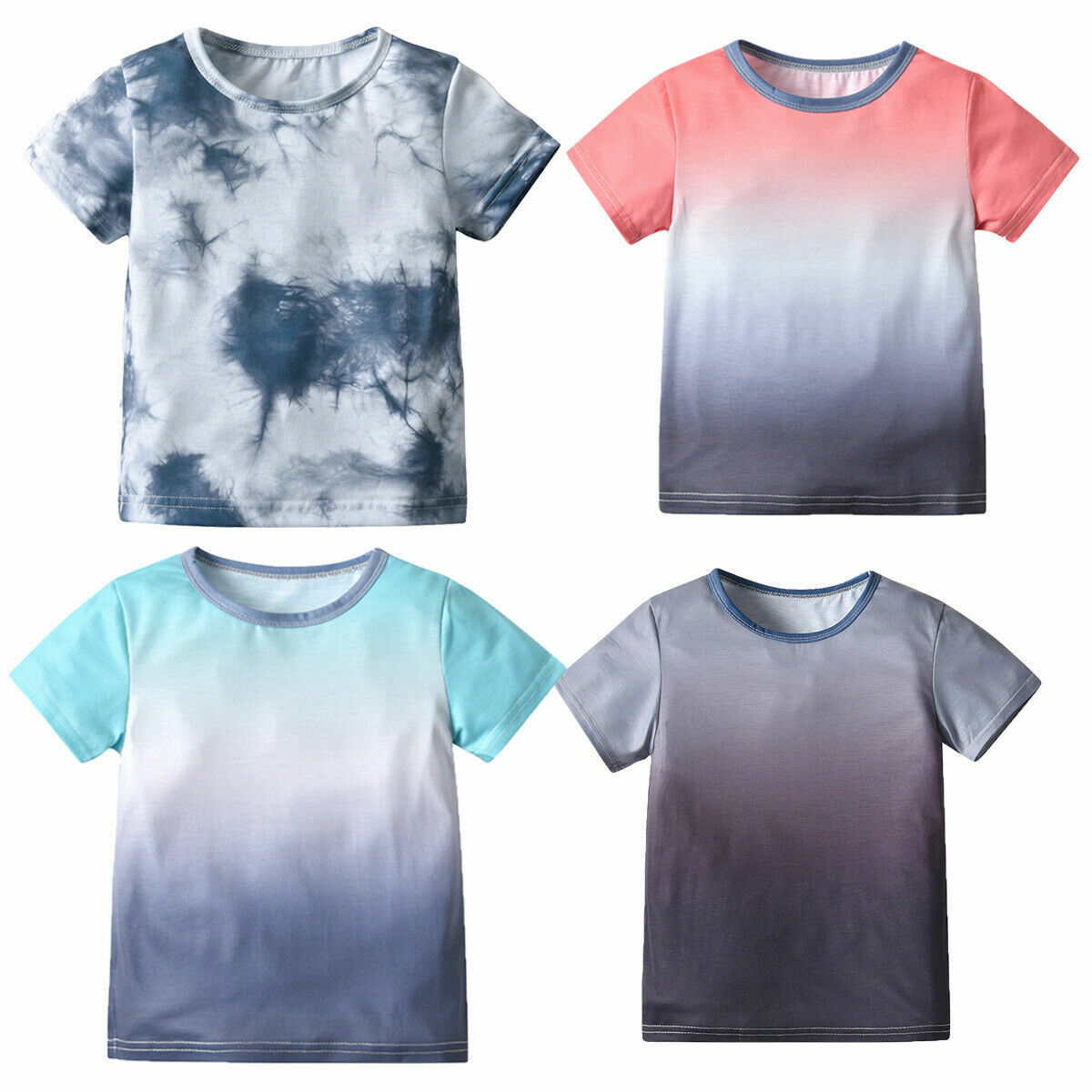 Fashion Kids Baby Toddler Boys Gradient Color Short Sleeve T-Shirt Tops Fashion Kids Baby Toddler Boys Gradient Color Short Sleeve T-Shirt Tops