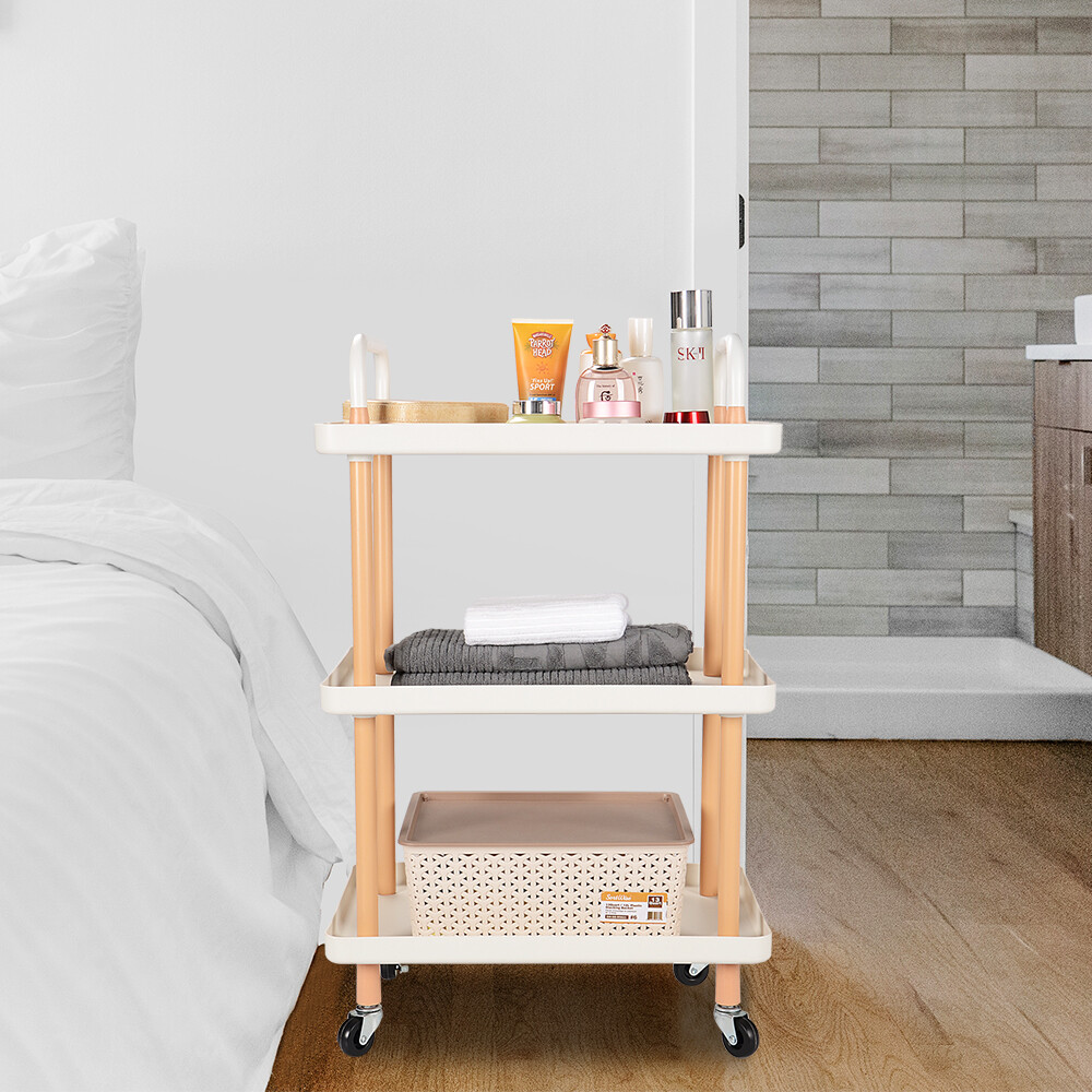 Home Kitchen 3-Tier Rolling Utility Cart Shelf of Wooden Trolley Serving Cart Home Kitchen 3-Tier Rolling Utility Cart Shelf of Wooden Trolley Serving Cart