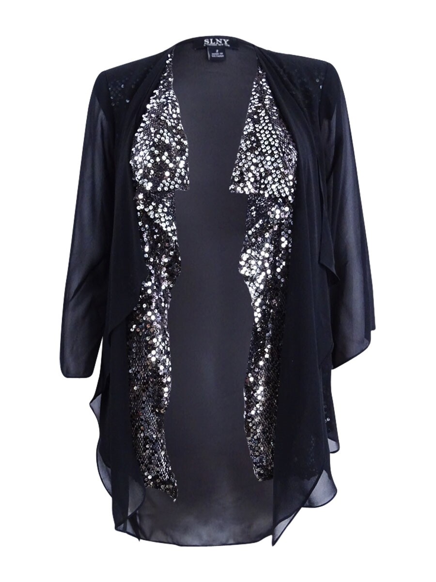 SL Fashions Women’s Sequin Jacket 6, Black SL Fashions Women’s Sequin Jacket 6, Black