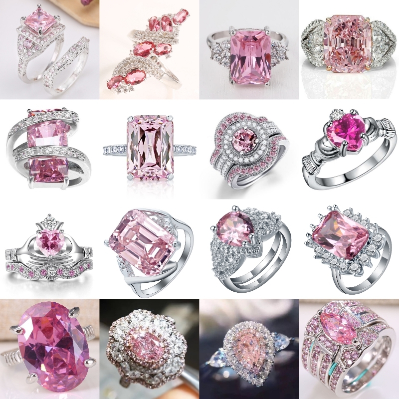 Charm Jewelry Women 925 Silver Pink Sapphire Gemstone Wedding Bridal Ring Sz5-11