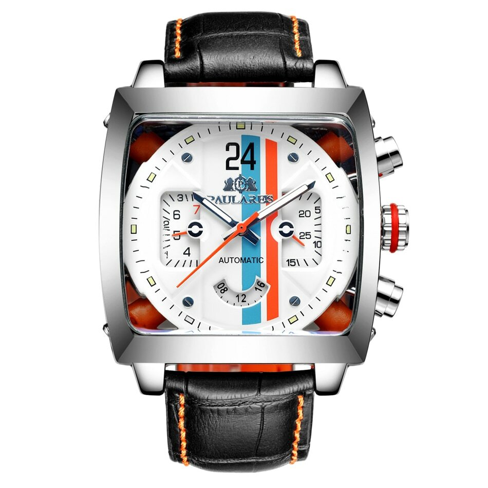 Automatic Self Wind Mechanical Genuine Leather Stainless Steel Casual Men Watch Automatic Self Wind Mechanical Genuine Leather Stainless Steel Casual Men Watch