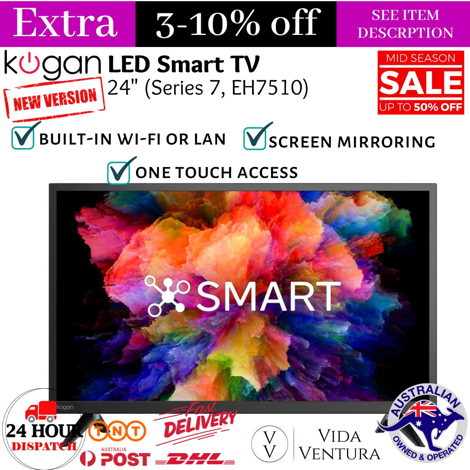 Kogan 24″ LED Smart TV Series 7, EH7510 Home Caravan Entertainment Appliance NEW Kogan 24″ LED Smart TV Series 7, EH7510 Home Caravan Entertainment Appliance NEW