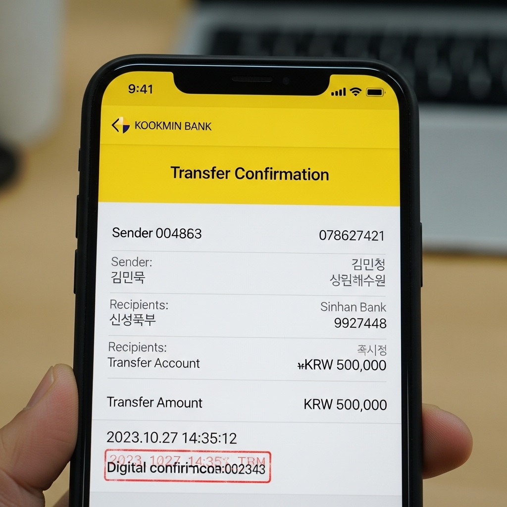국민은행 이체확인증 국민은행 이체확인증