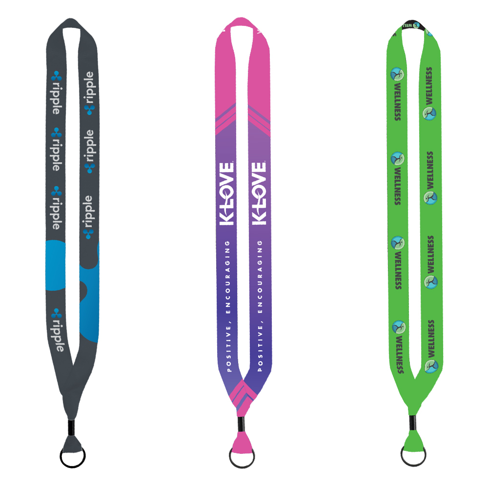 3/4" Dye-Sublimated Lanyard with Metal Crimp & Metal Split-Ring 1