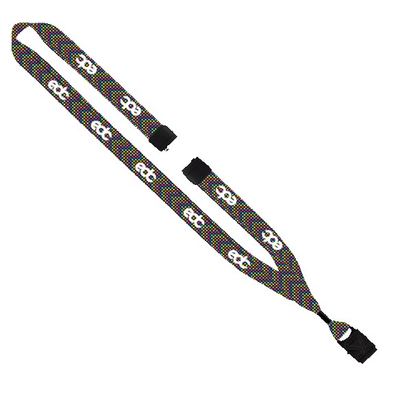 3/4" Dye-Sublimated Lanyard with Metal Crimp & Metal Split-Ring 1
