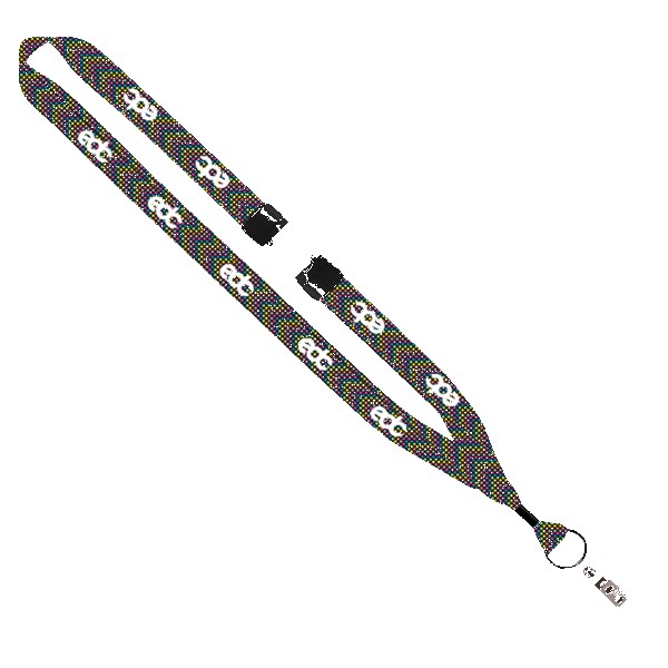 3/4" Dye-Sublimated Lanyard with Metal Crimp & Metal Split-Ring 1