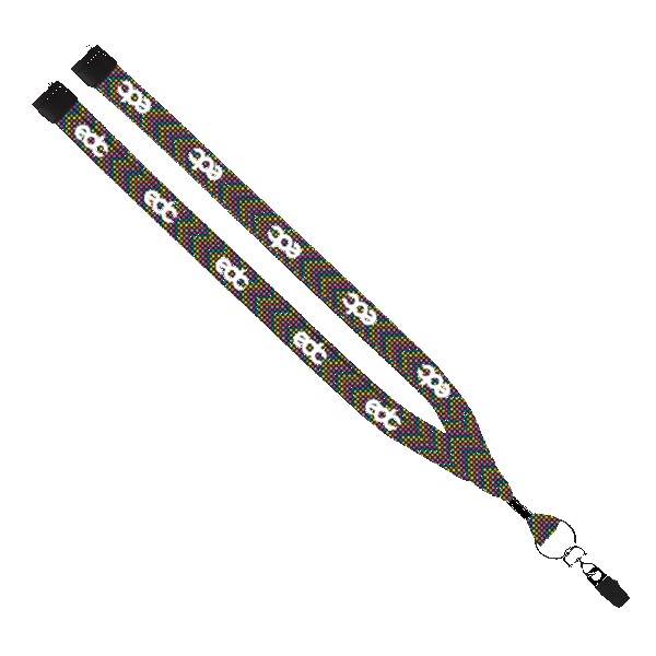 3/4" Dye-Sublimated Lanyard with Metal Crimp & Metal Split-Ring 1