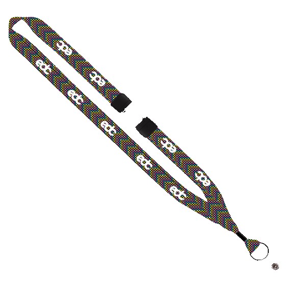 3/4" Dye-Sublimated Lanyard with Metal Crimp & Metal Split-Ring 1