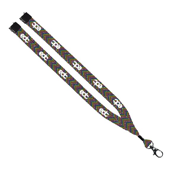 3/4" Dye-Sublimated Lanyard with Metal Crimp & Metal Split-Ring 1
