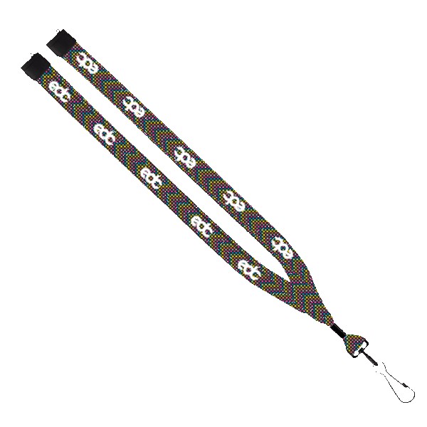 3/4" Dye-Sublimated Lanyard with Metal Crimp & Metal Split-Ring 1