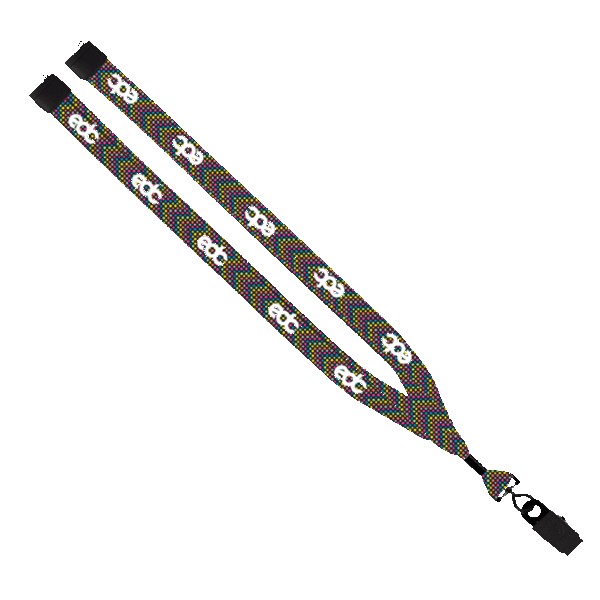 3/4" Dye-Sublimated Lanyard with Metal Crimp & Metal Split-Ring 1