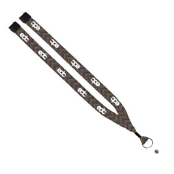 3/4" Dye-Sublimated Lanyard with Metal Crimp & Metal Split-Ring 1