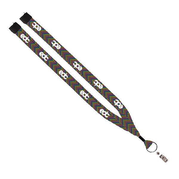 3/4" Dye-Sublimated Lanyard with Metal Crimp & Metal Split-Ring 1