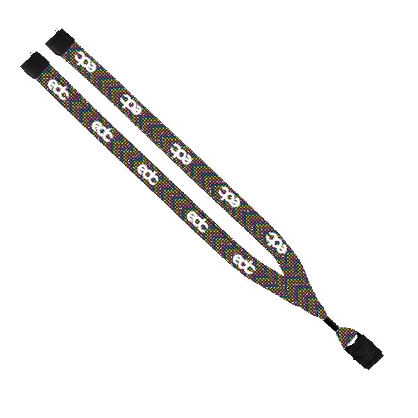 3/4" Dye-Sublimated Lanyard with Metal Crimp & Metal Split-Ring 1
