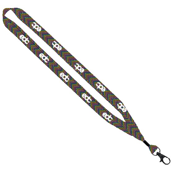 3/4" Dye-Sublimated Lanyard with Metal Crimp & Metal Split-Ring 1