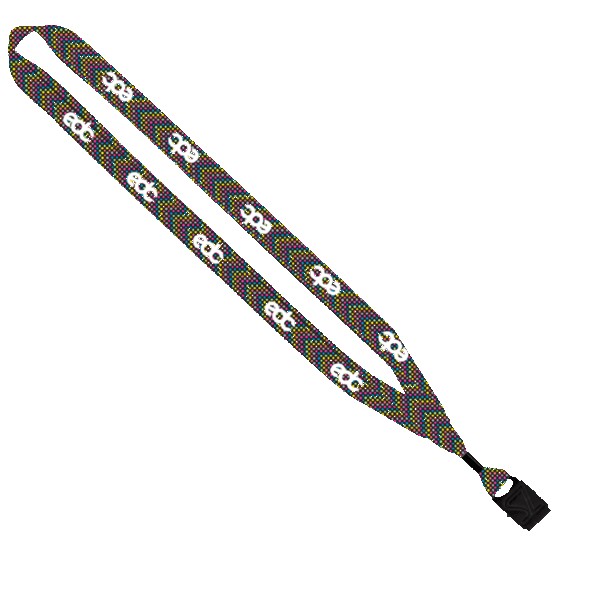 3/4" Dye-Sublimated Lanyard with Metal Crimp & Metal Split-Ring 1