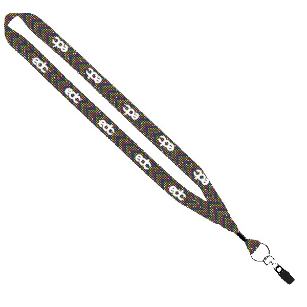 3/4" Dye-Sublimated Lanyard with Metal Crimp & Metal Split-Ring 1