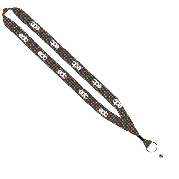 3/4" Dye-Sublimated Lanyard with Metal Crimp & Metal Split-Ring 1